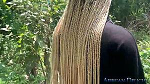 Ebony bbw big tits outdoor behind scenes shoot