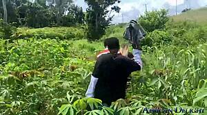 Ebony bbw big tits outdoor behind scenes shoot