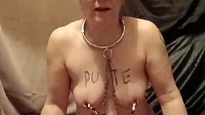 Bound french slave milf auto session humiliated pissed