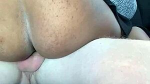 that ebony wife cheats big time riding white cock in her car