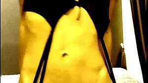 horny thai shemale teen aum strokes skinny cock to massive cumshot explosion!