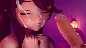 vicineko hu tao gives sloppy blowjob