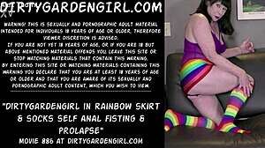 dirtygardengirl self anal fisting prolapse in rainbow skirt socks