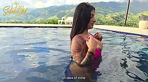 Salome Gil Bounces Huge Ass On Spanish Cock Poolside