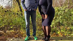 Ever seen your chubby mother-in-law flash hairy pussy outdoors?