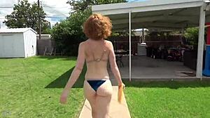 Delicious redhead wife's big ass in sexy lingerie