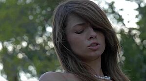 sexy teen fingers tight asshole and pussy on bed in fishnets