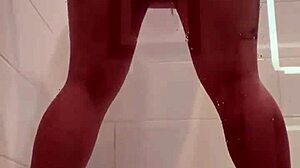 seductive muse showers big cock dildo monster toys bathing whore clamps