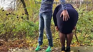 Ever seen your chubby mother-in-law flash hairy pussy outdoors?