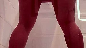 seductive muse showers big cock dildo monster toys bathing whore clamps