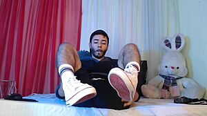 After workout she pleasures herself alone with delicious masturbation