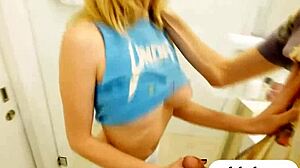 Pretty blonde babe wants your cock between her big tits