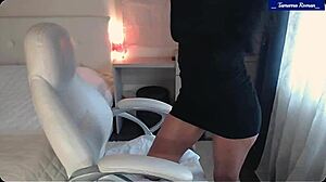 tamarra roman strips teases perky tits and ass in lingerie  