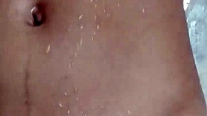 desi stepsis strips and bathes stepbro's big cock closeup