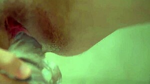 ooops natural busty redhead bends over closeup pounding her clear dildo doggystyle