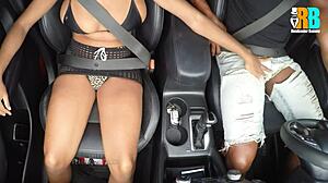 Bold Wife Flashes in Car, Fucks Hung Lover as Cuck Hubby Watches Call