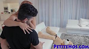 Petite Redhead Teen Rides Giant Toy