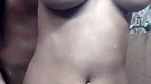 desi stepsis strips and bathes stepbro's big cock closeup