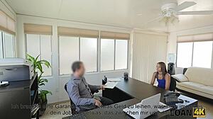 Student girl, wanna earn cash? Bend over for boss's cock in his big office now!