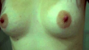 ooops natural busty redhead bends over closeup pounding her clear dildo doggystyle