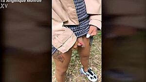 shemale pees ladydick in public park