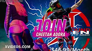 shaved model rides monster black cock in thong bubble butt threesome