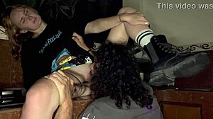 Boyfriend pins cute blonde teen girlfriend on kitchen counter for rough moaning fuck