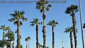 shaved model rides monster black cock in thong bubble butt threesome