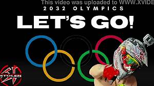 shaved model rides monster black cock in thong bubble butt threesome