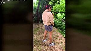 shemale pees ladydick in public park