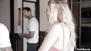 Older guy pops nervous petite blonde teen's cherry with big cock