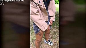 shemale pees ladydick in public park