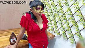 Neighbor's Salt Hunt Yields Sultry Chocolate Blowjob