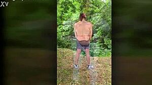 shemale pees ladydick in public park