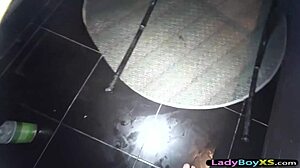 skinny asian ladyboy gets bareback assfucked hard in sex chair pov