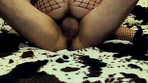 Wife's Heartfelt Cowgirl Ride in Black Stockings Sparks Intense Homemade Desire and Passion