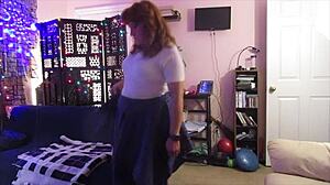 whoops steffi's plaid skirt flips up for that hotwife pussy tease dance