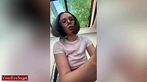 whoa, eve sweet deepthroats dildo like a pro! 🍆💦