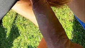 Yoga teen risks outdoor POV blowjob with cumshot craving