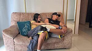 skinny colombian neighbor begs hard fuck before cuck husband