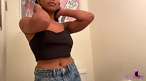 jenna foxx strips rips clothes and fingers gaping ass in steamy bathroom