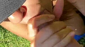 Yoga teen risks outdoor POV blowjob with cumshot craving