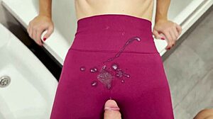 i blast cum on her gym leggings then shower wash!