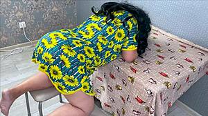 Stepmom flashes stepson her wet pussy then begs for deep anal pounding right there