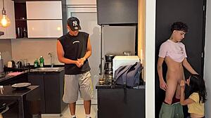 skinny colombian neighbor begs hard fuck before cuck husband