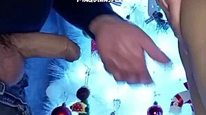 Christmas cumshot on my open Latina ass four horny couple homemade!