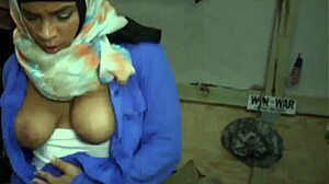 arab milf's big tits bounce in army uniform pussy play