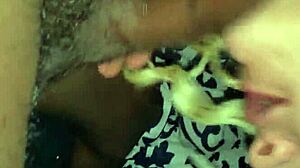 SLoppy Amateur Mature Gags On Thick Cock!