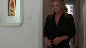 Grandma Isabel Rips Pantyhose Open To Show Off Big Breasts!