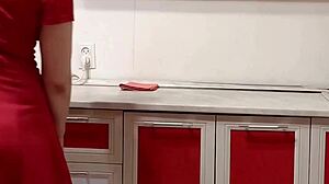 god her kitchen tease with ripped panties and stinky socks makes me throb wet